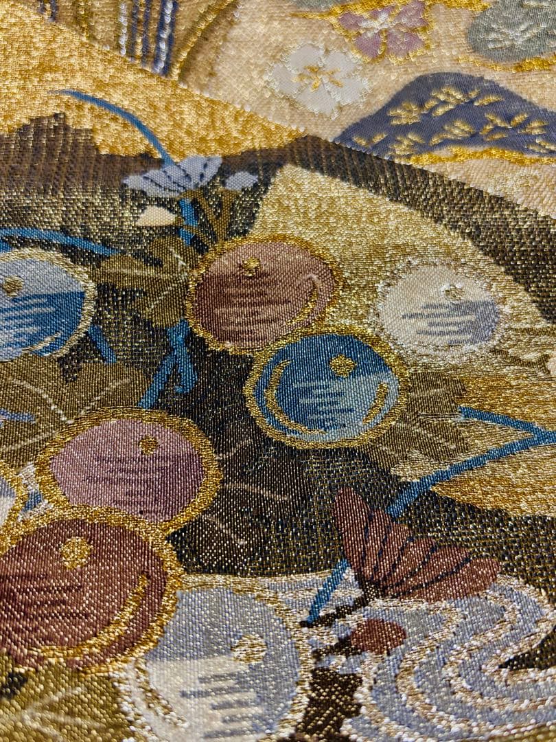 【未使用品】袋帯 明綴れ 四季花 キラキラ 六通