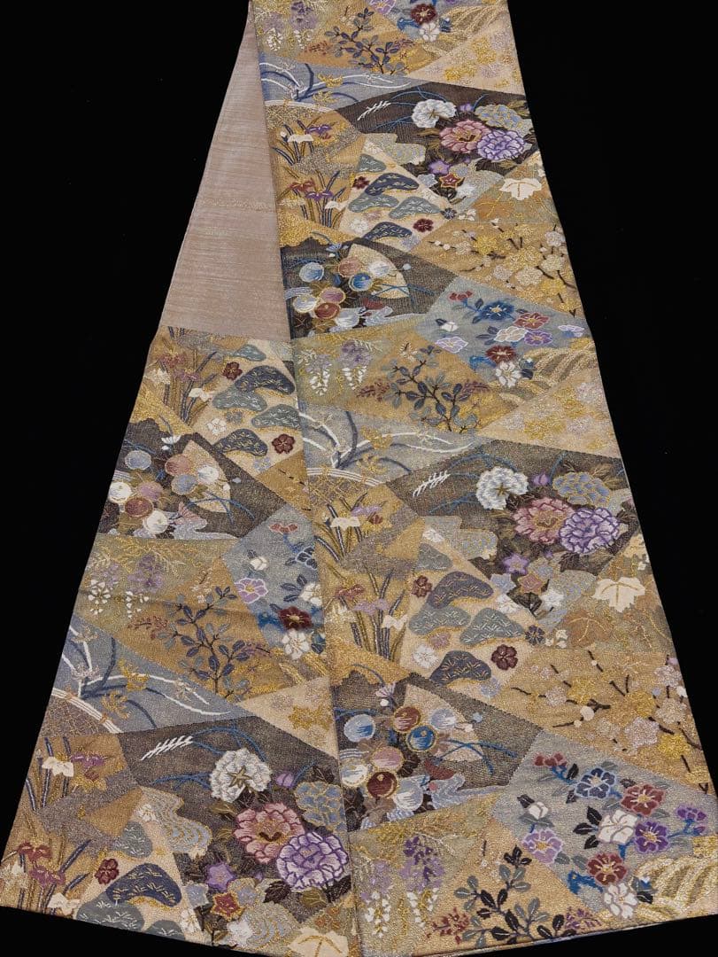 【未使用品】袋帯 明綴れ 四季花 キラキラ 六通