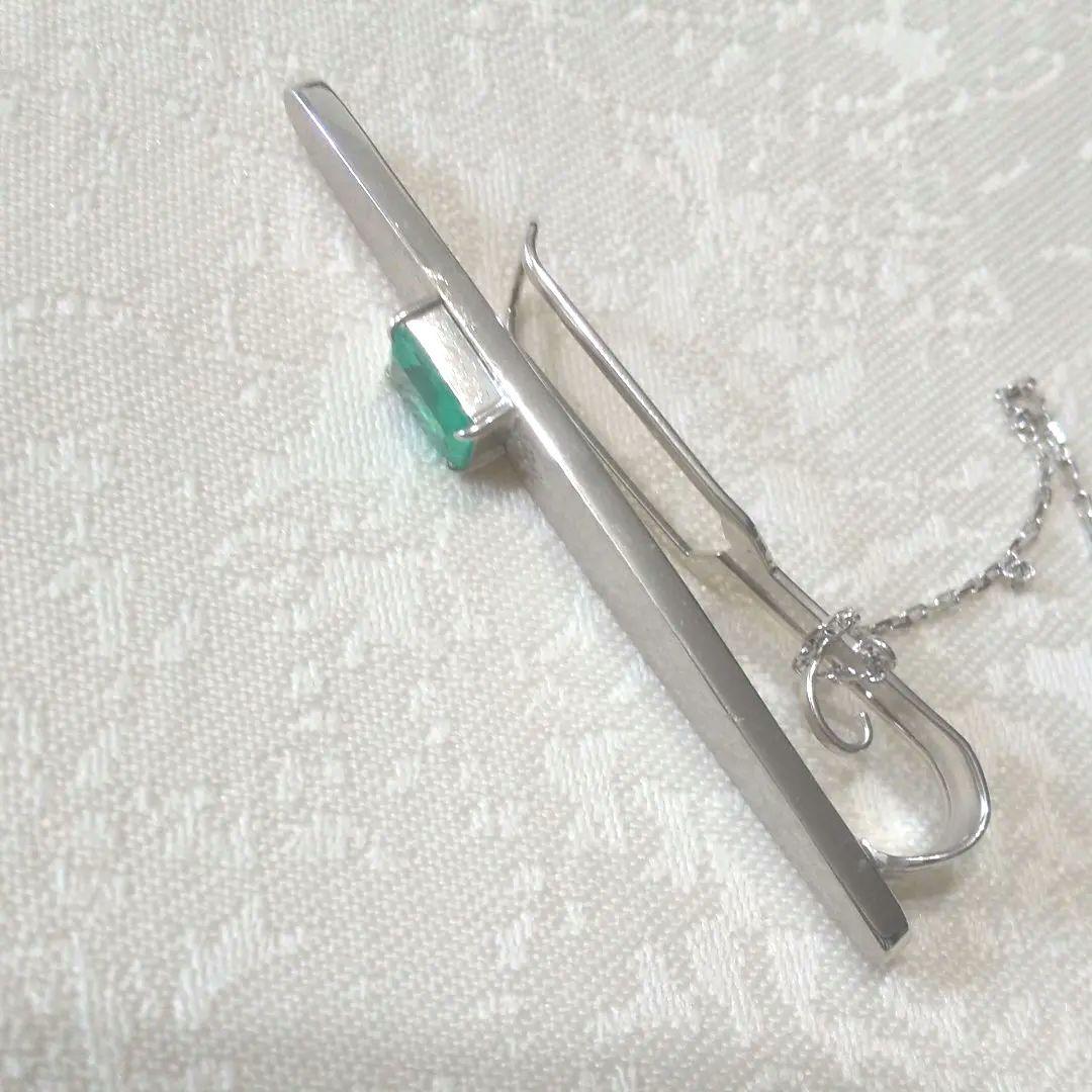 M*u様 エメラルド 0.78 K14 WGホワイトゴールド タイピン★3.8g