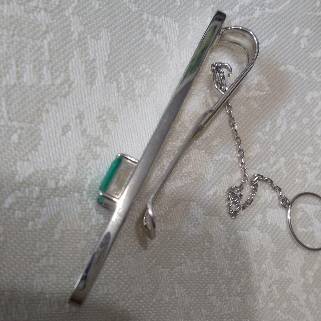 M*u様 エメラルド 0.78 K14 WGホワイトゴールド タイピン★3.8g