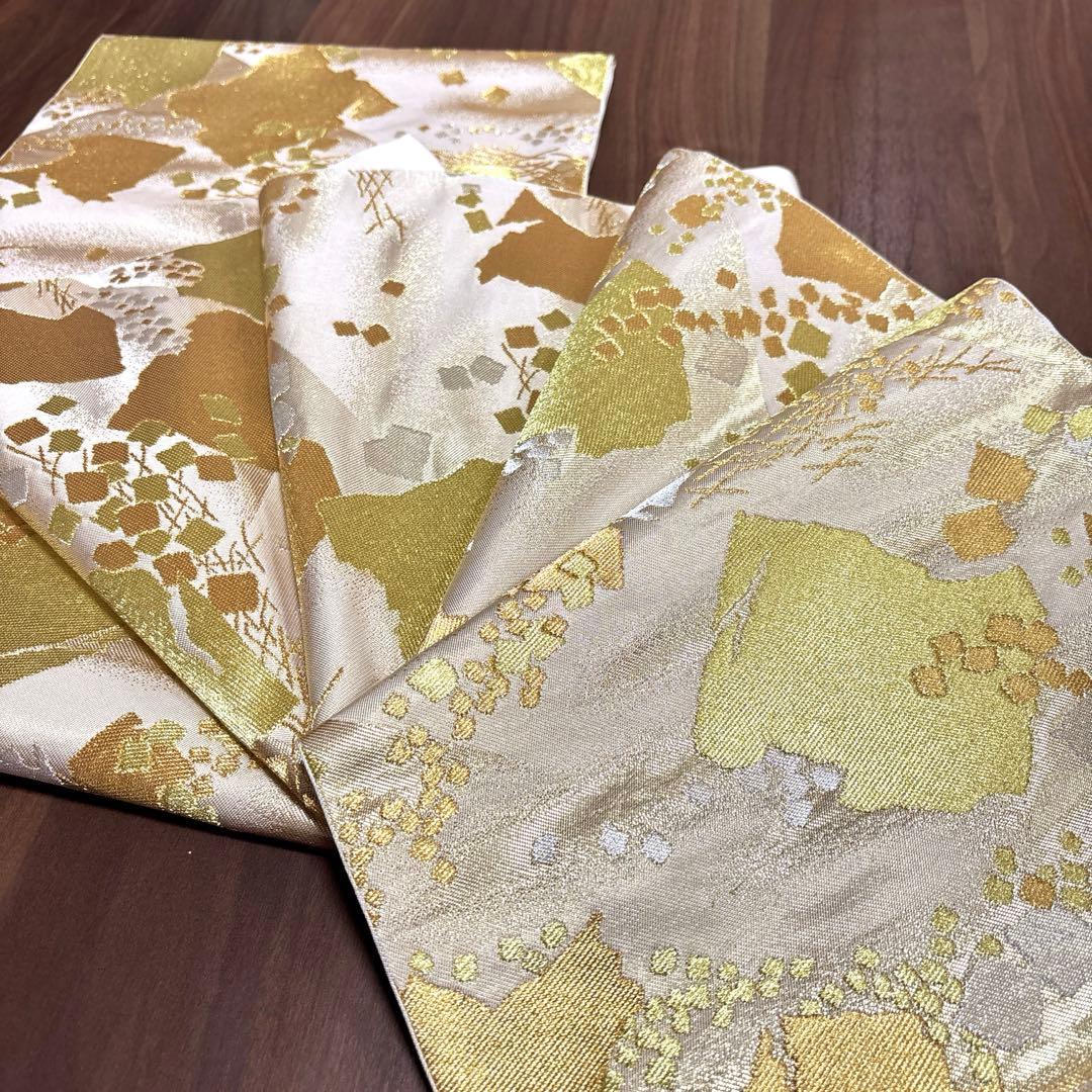 まぴ　正絹 六通袋帯 『川島織物』 【箔散らし 金銀】