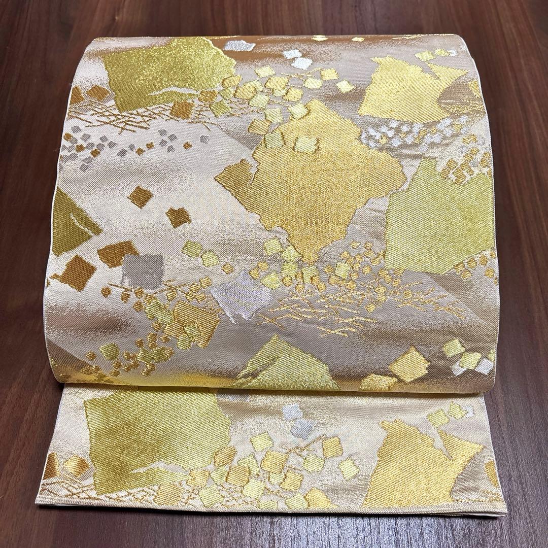 まぴ　正絹 六通袋帯 『川島織物』 【箔散らし 金銀】