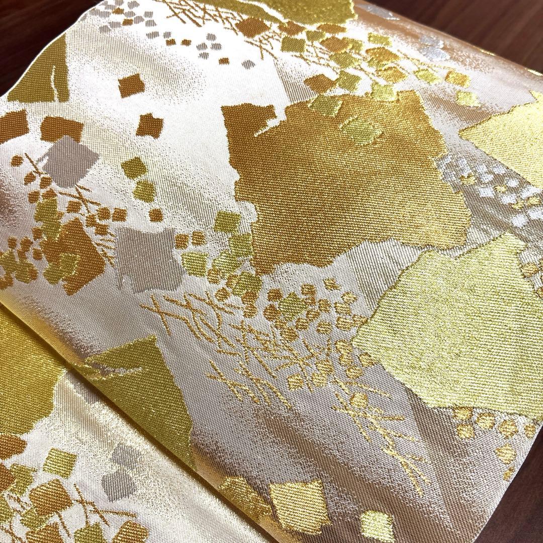 まぴ　正絹 六通袋帯 『川島織物』 【箔散らし 金銀】