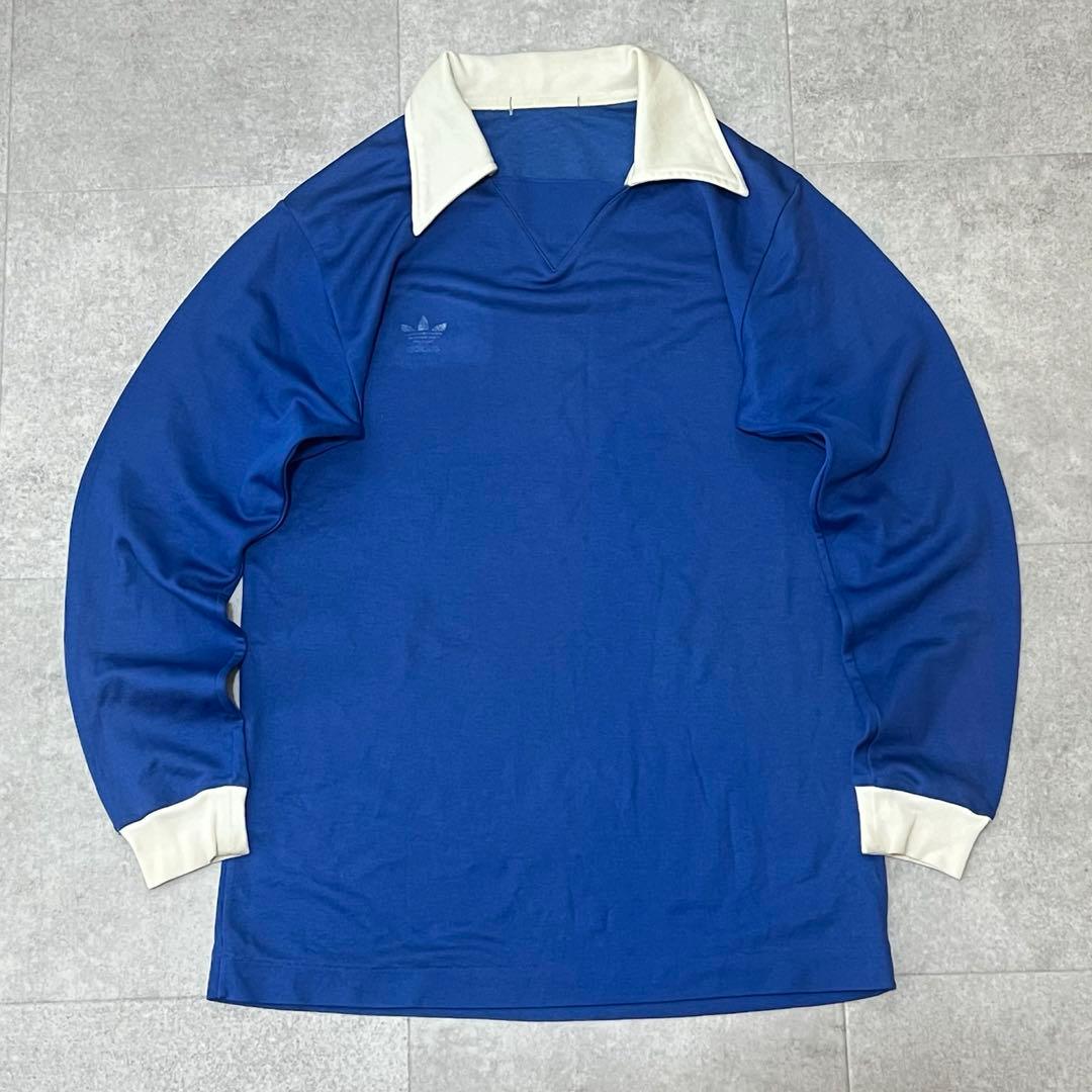 希少　70s 80s アディダス　ゲームシャツ　ユニフォーム　青　ビンテージ　L