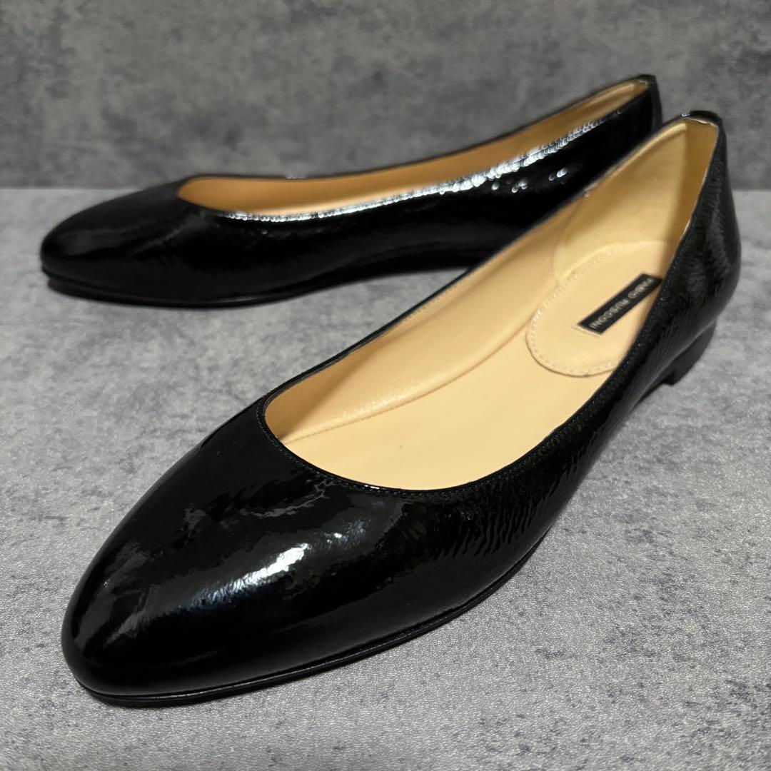 ♡試着のみ♡ ファビオルスコーニ　フラットパンプス　エナメル　ブラック　1753