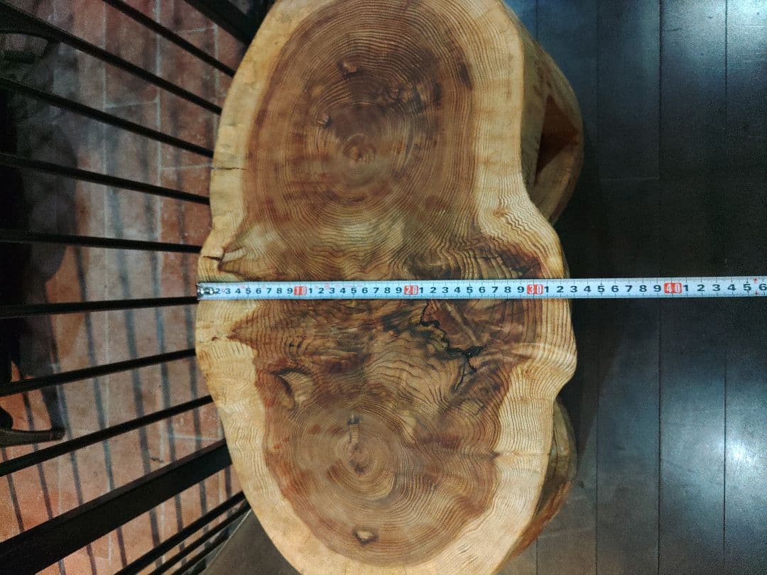 杉のくりぬき丸太スツール　双子丸太