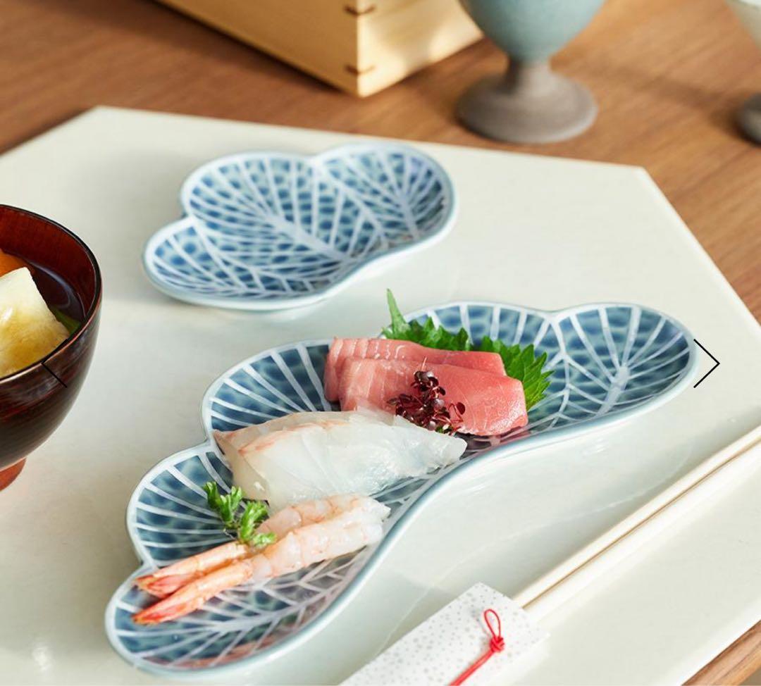 rumicoco様ご依頼品　リピーター様割引幸楽窯　錦金松葉形前菜皿　5点セット