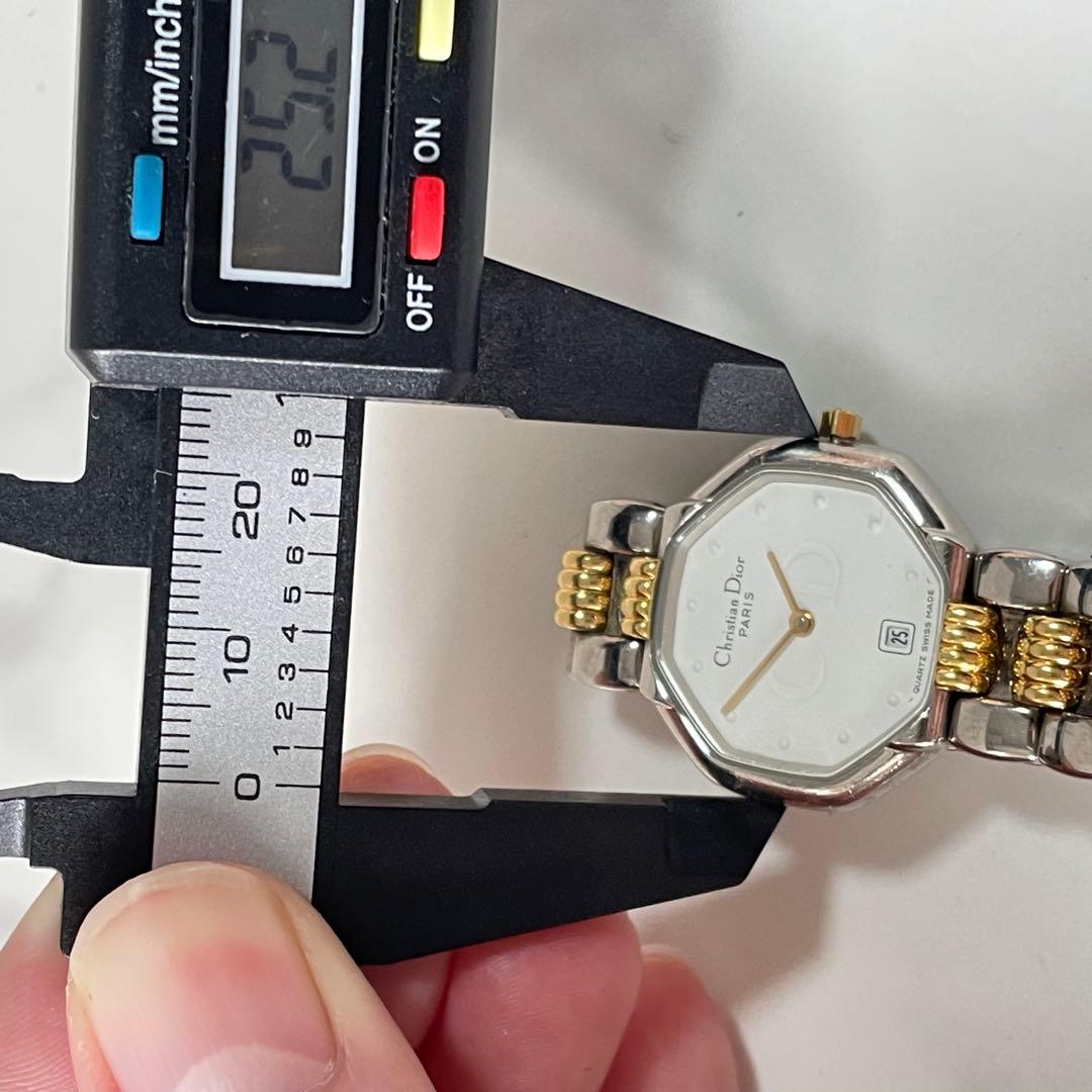 稼動品　美品　クリスチャンディオール　オクタゴン　デイト　白文字盤　腕時計