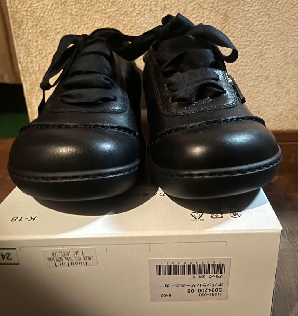 【未使用】通販生活　オパンケレザースニーカー　24.5cm ブラック