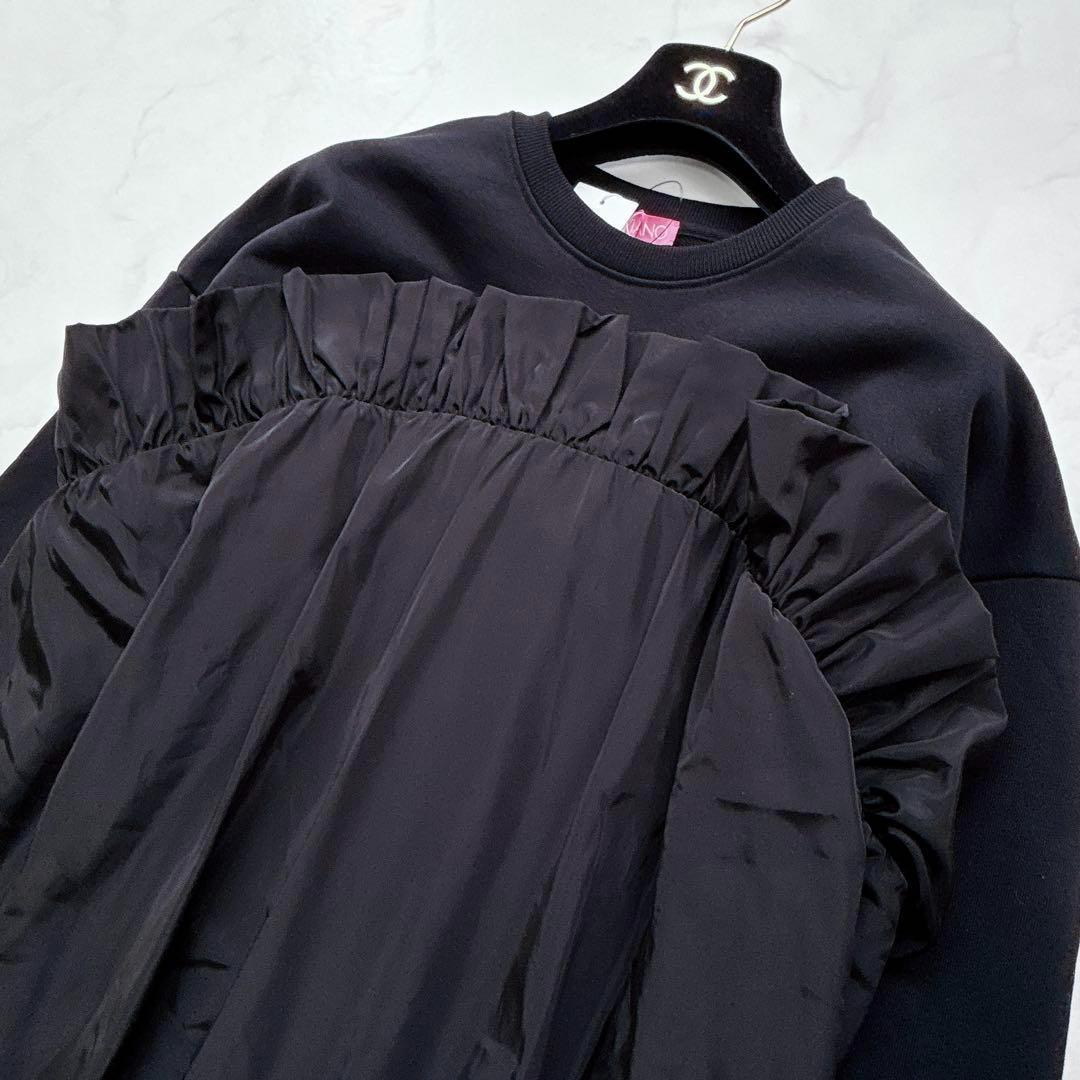 【VIVIANO】新品未使用タグ付＊イソザイフリルワンピース　ドッキング　黒　S