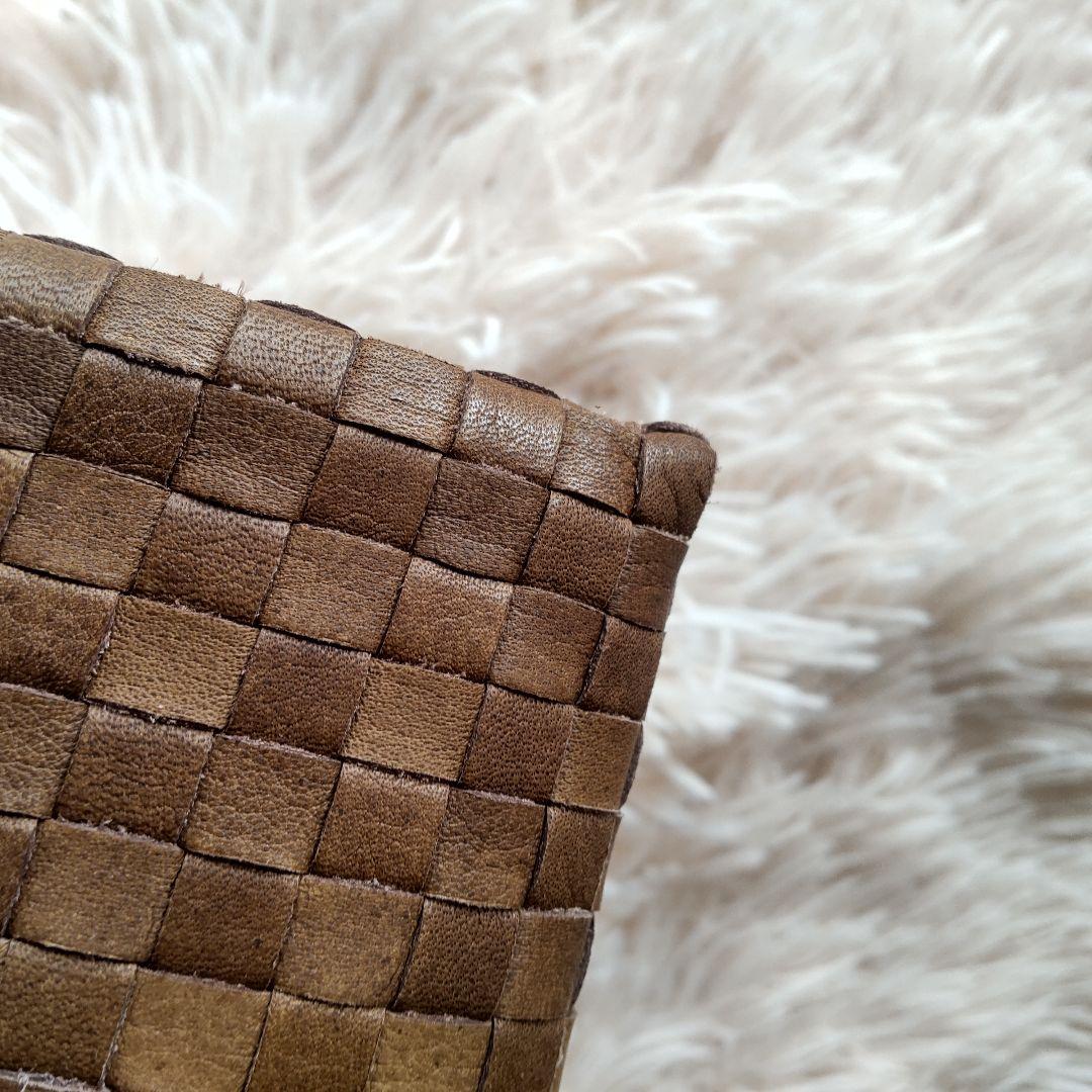 極美品✨ATAO リモ ケリー ブラウン 編み L字 長財布 ロングウォレット