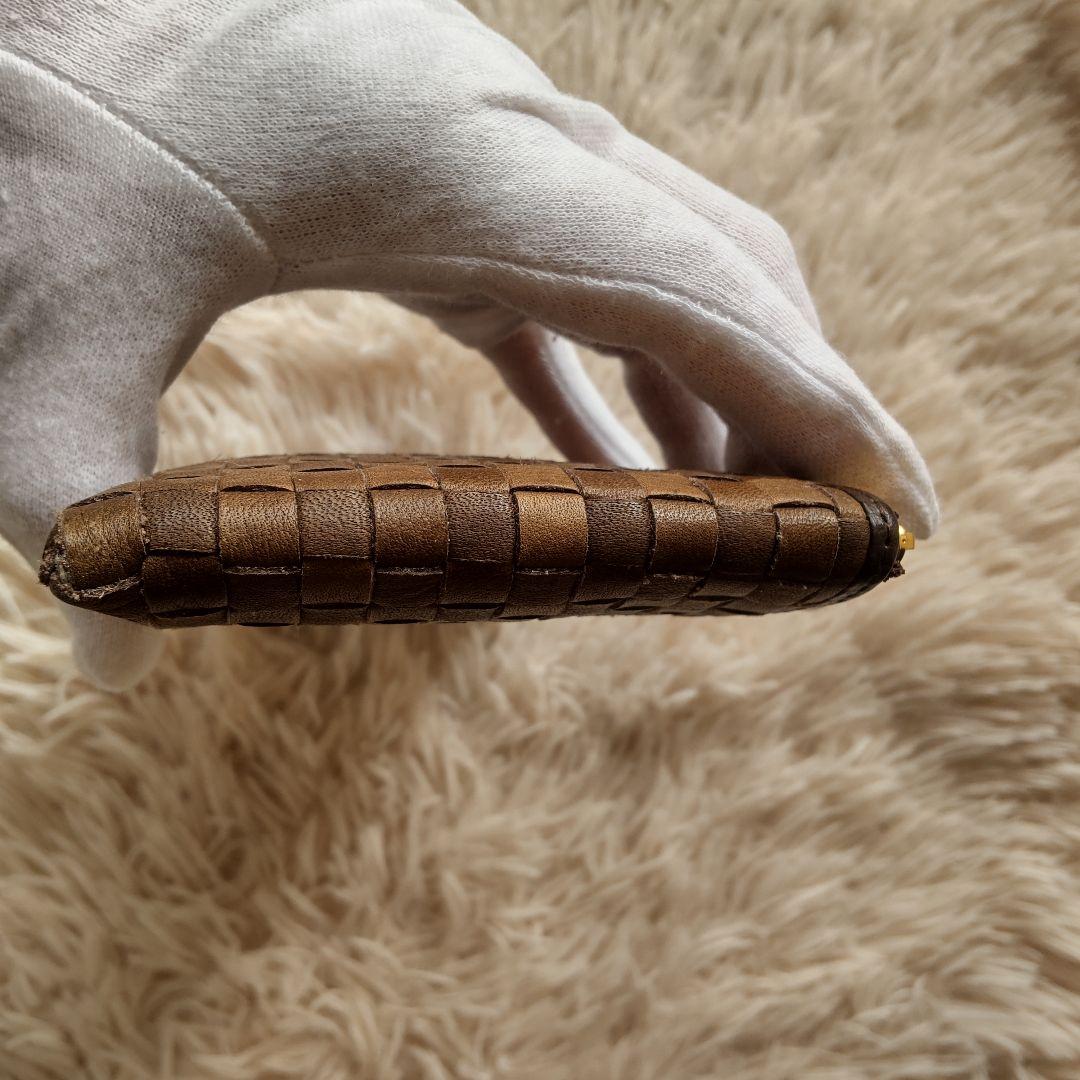 極美品✨ATAO リモ ケリー ブラウン 編み L字 長財布 ロングウォレット