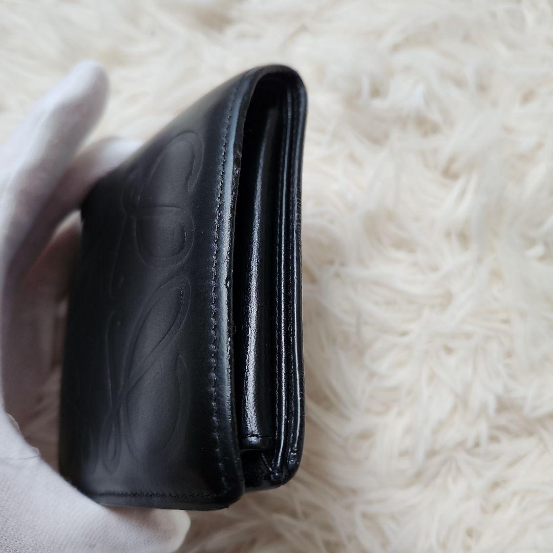 【希少】訳あり　ロエベ　LOEWE アナグラム　二つ折り財布　レザー ブラック