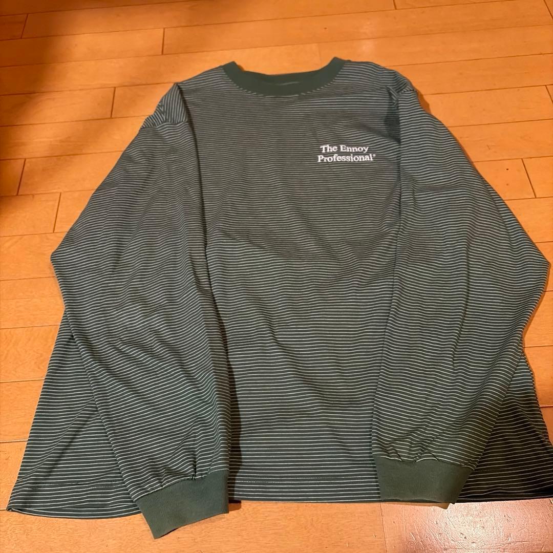 エンノイ Ennoy ボーダー ロンT グリーン Lサイズ