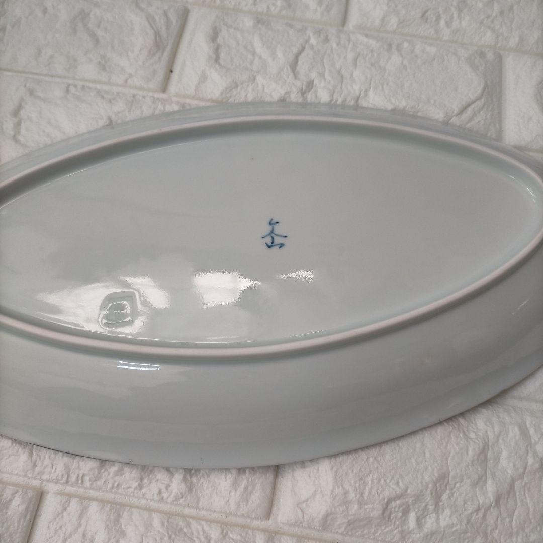 有田焼　文山窯　プラチナ牡丹　オーバルプレート　楕円皿　大皿　花柄食器　約37㎝