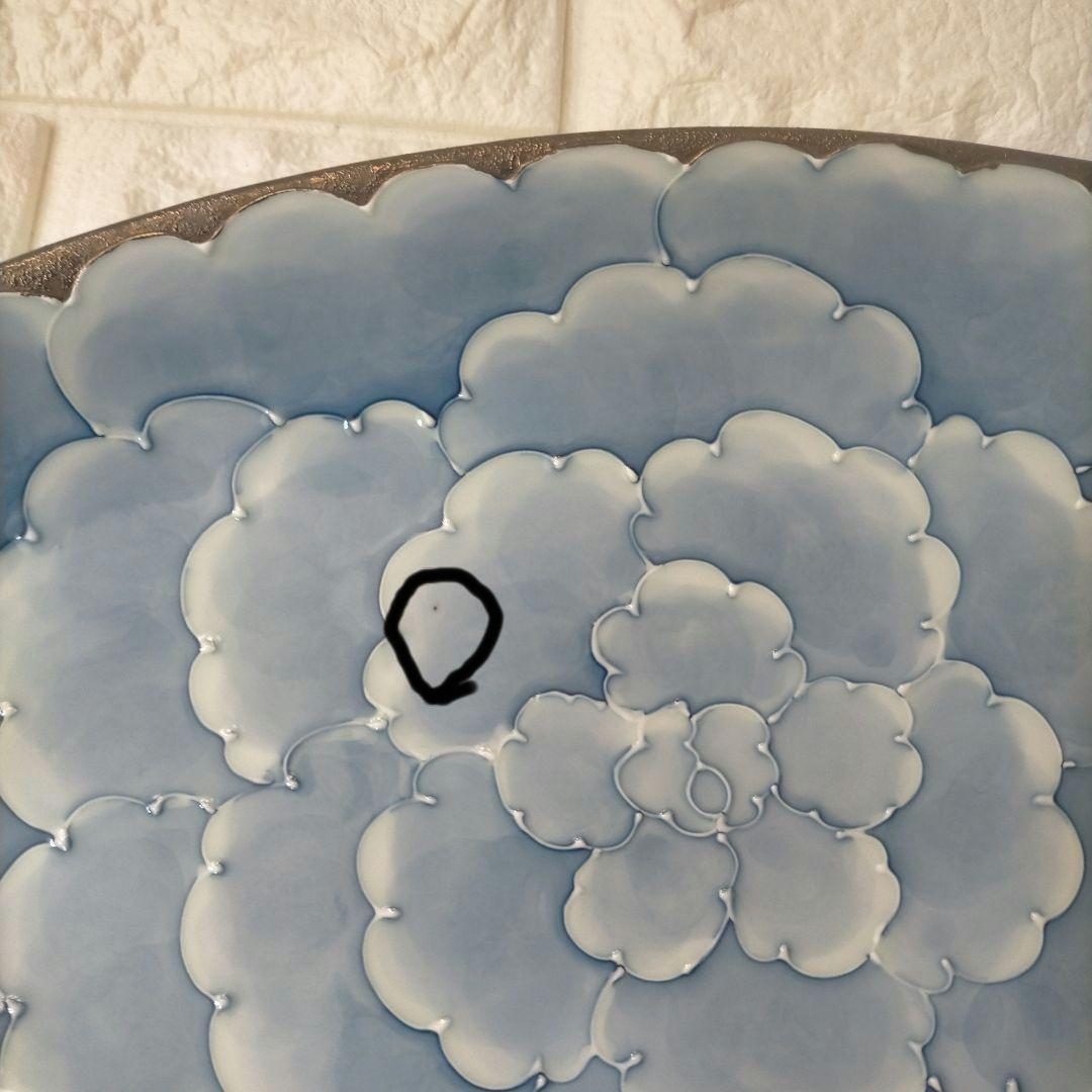 有田焼　文山窯　プラチナ牡丹　オーバルプレート　楕円皿　大皿　花柄食器　約37㎝