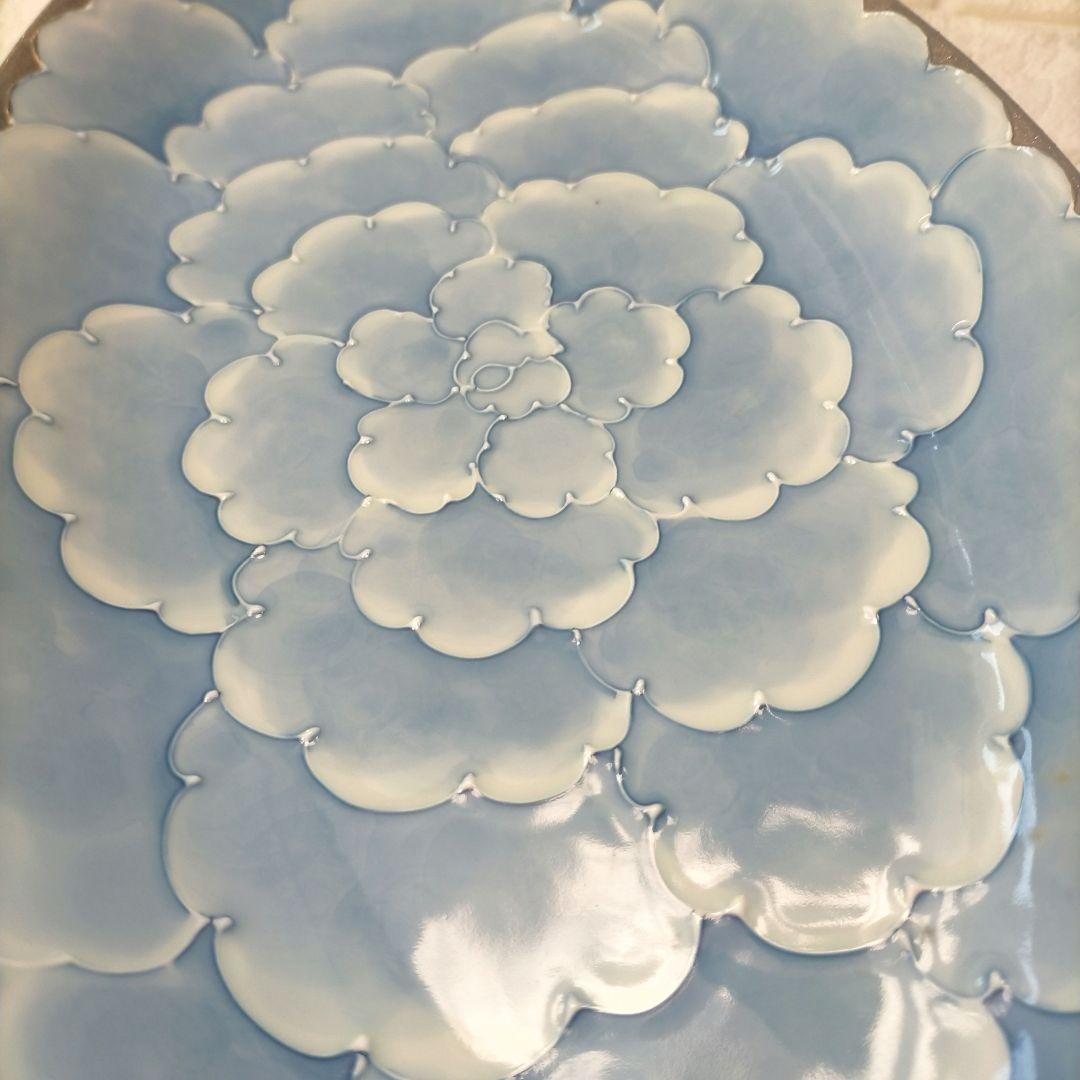 有田焼　文山窯　プラチナ牡丹　オーバルプレート　楕円皿　大皿　花柄食器　約37㎝