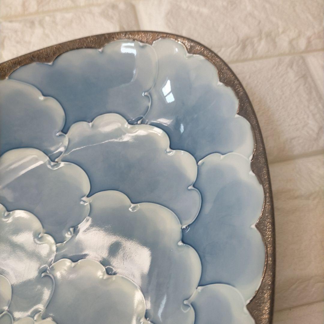 有田焼　文山窯　プラチナ牡丹　オーバルプレート　楕円皿　大皿　花柄食器　約37㎝