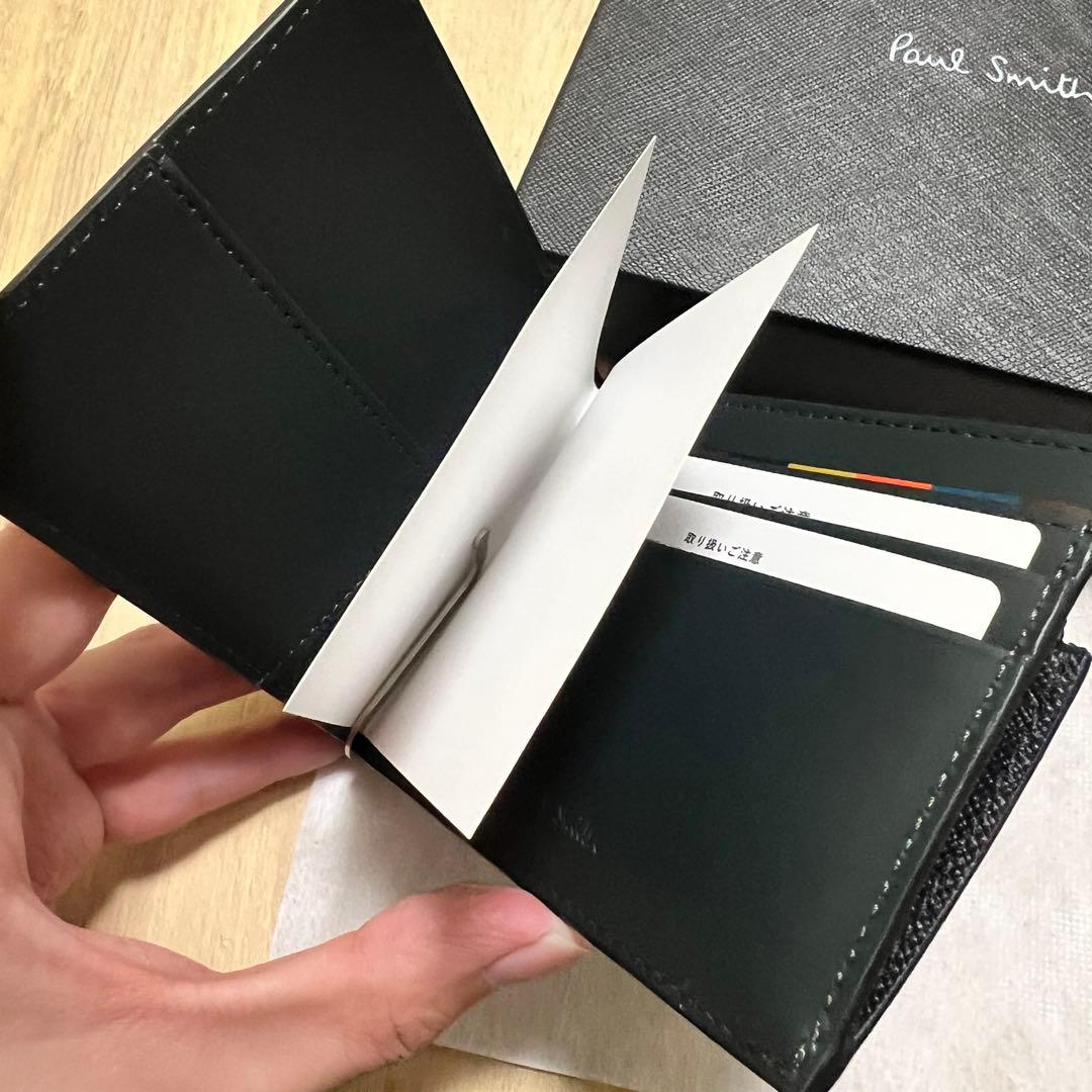 新品 ポールスミス ブライトストライププラー マネークリップ ２つ折り財布
