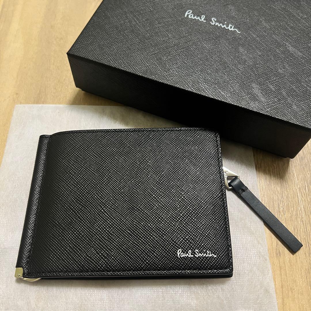 新品 ポールスミス ブライトストライププラー マネークリップ ２つ折り財布