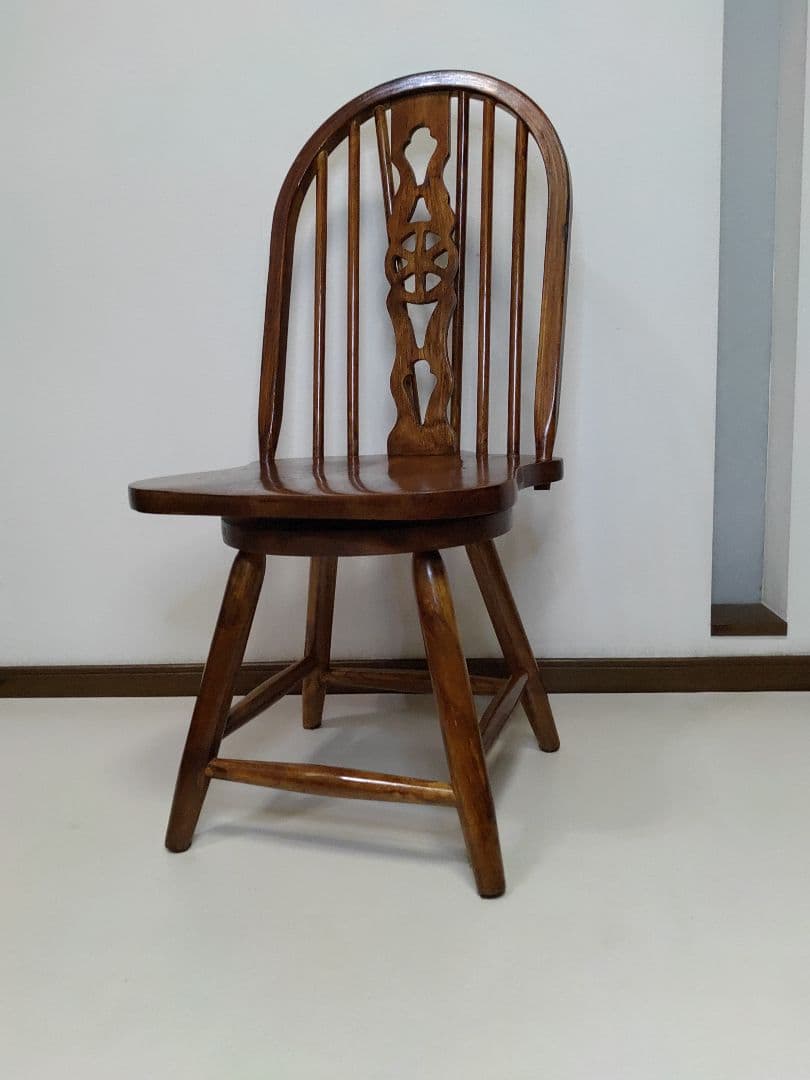 希少 回転式 英国 アンティーク ホイールバックチェア ヴィンテージチェア