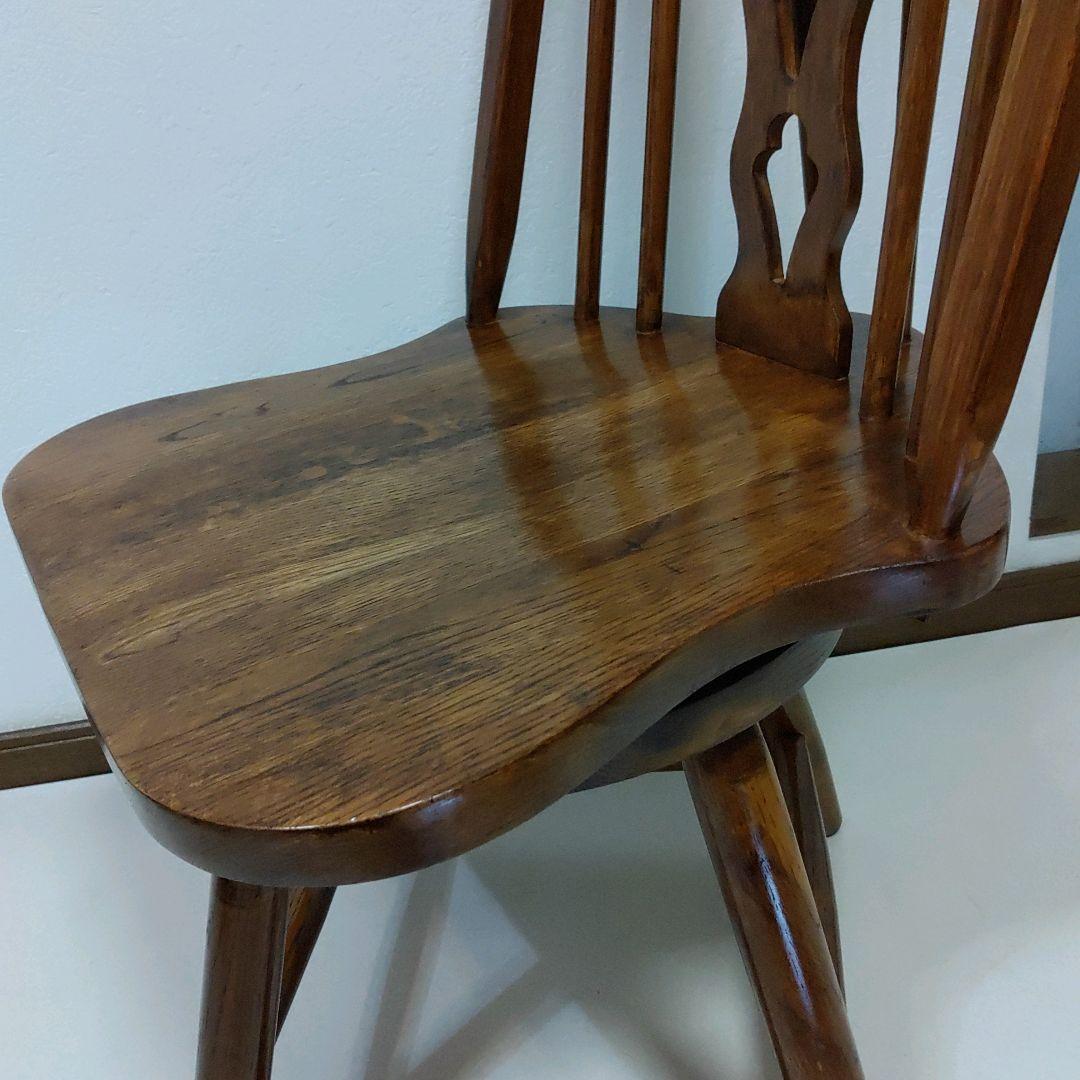 希少 回転式 英国 アンティーク ホイールバックチェア ヴィンテージチェア