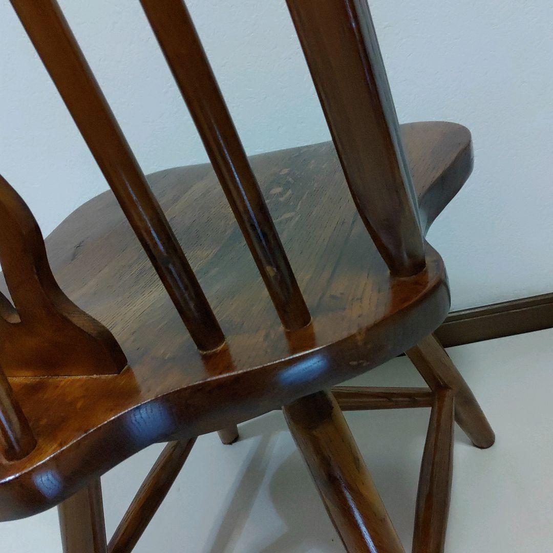 希少 回転式 英国 アンティーク ホイールバックチェア ヴィンテージチェア