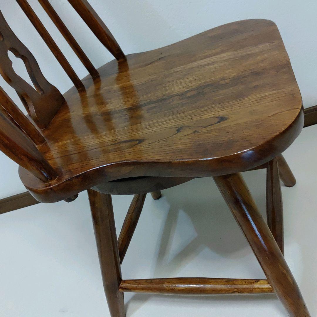 希少 回転式 英国 アンティーク ホイールバックチェア ヴィンテージチェア