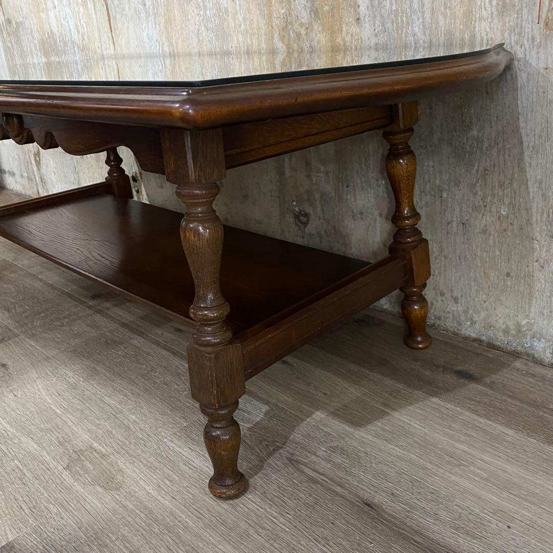 キツツキ　飛騨産業 センターテーブル　ガラス天板付き