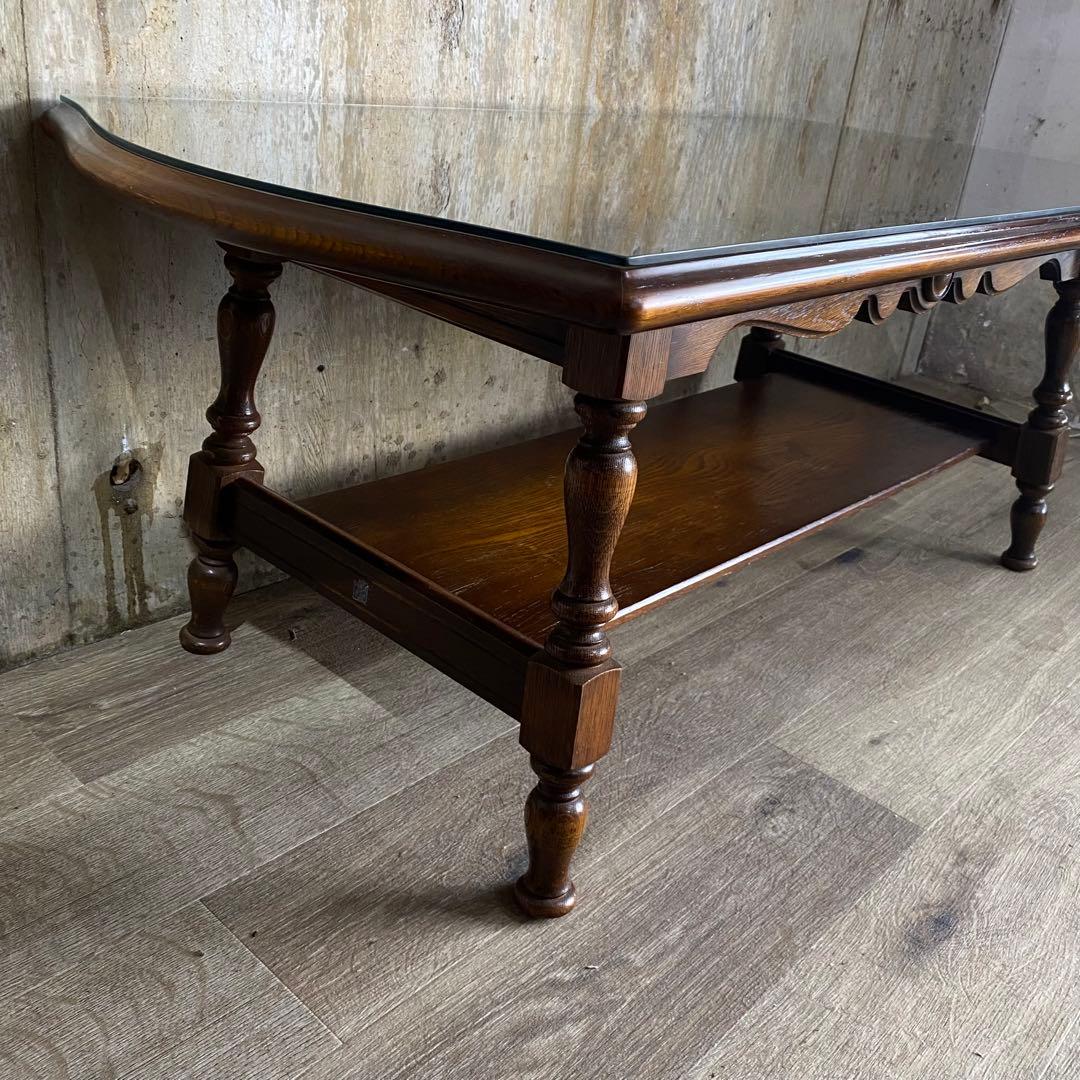 キツツキ　飛騨産業 センターテーブル　ガラス天板付き