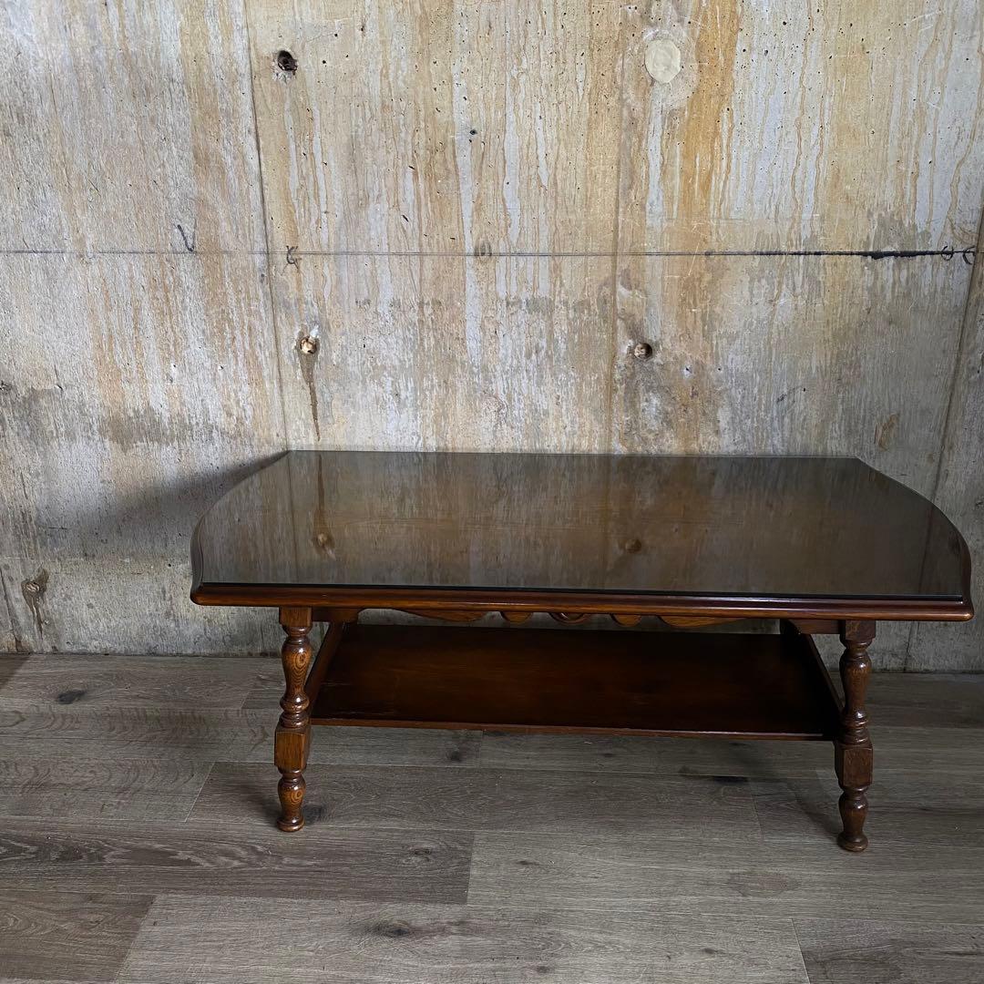 キツツキ　飛騨産業 センターテーブル　ガラス天板付き