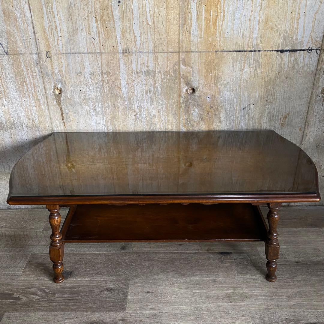 キツツキ　飛騨産業 センターテーブル　ガラス天板付き