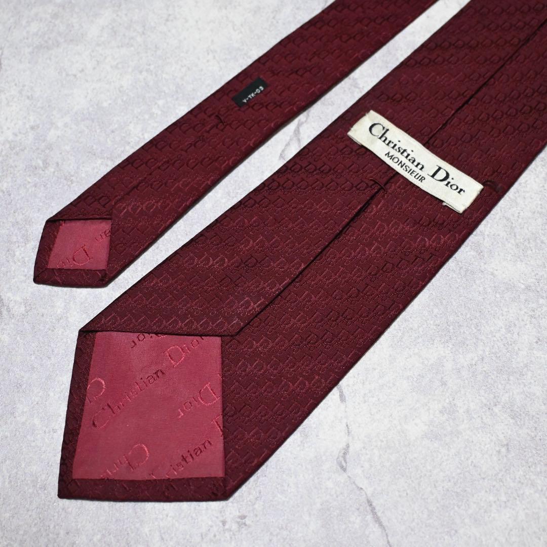 Christian Dior ネクタイ トロッター 総柄 レッド