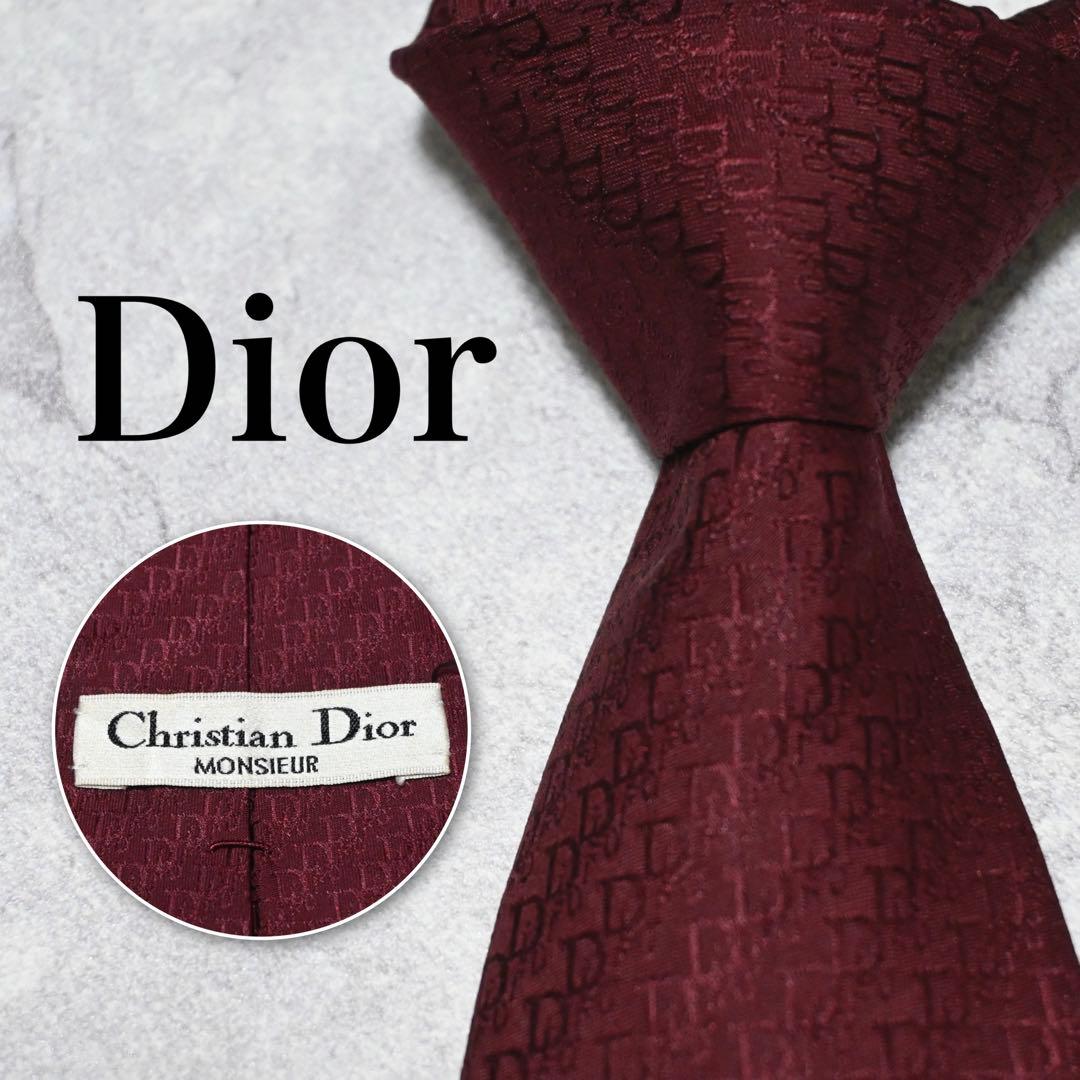 Christian Dior ネクタイ トロッター 総柄 レッド