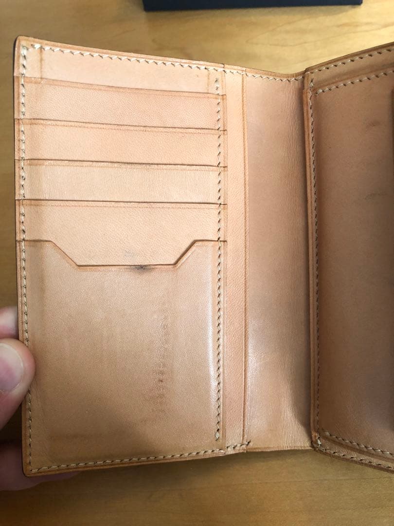 万双　ブライドルレザー　三つ折り財布