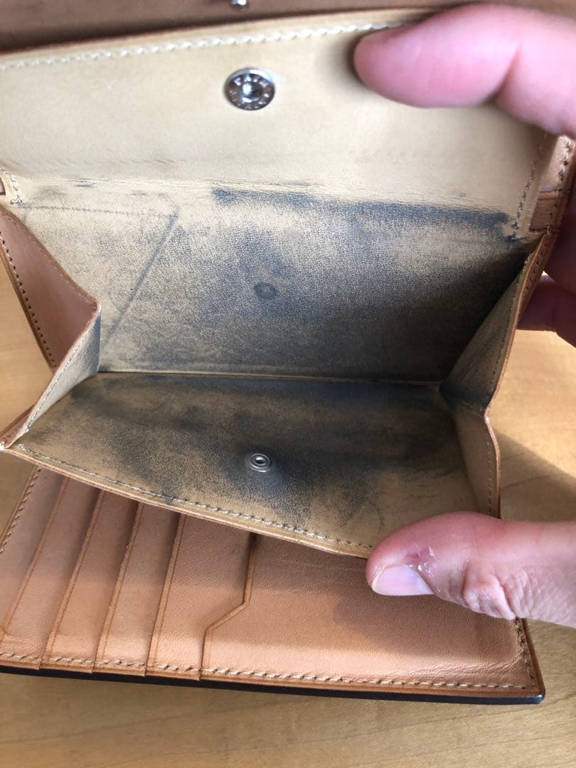 万双　ブライドルレザー　三つ折り財布