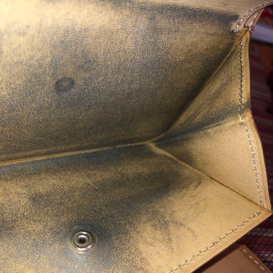 万双　ブライドルレザー　三つ折り財布