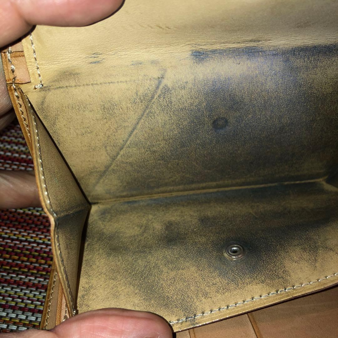 万双　ブライドルレザー　三つ折り財布