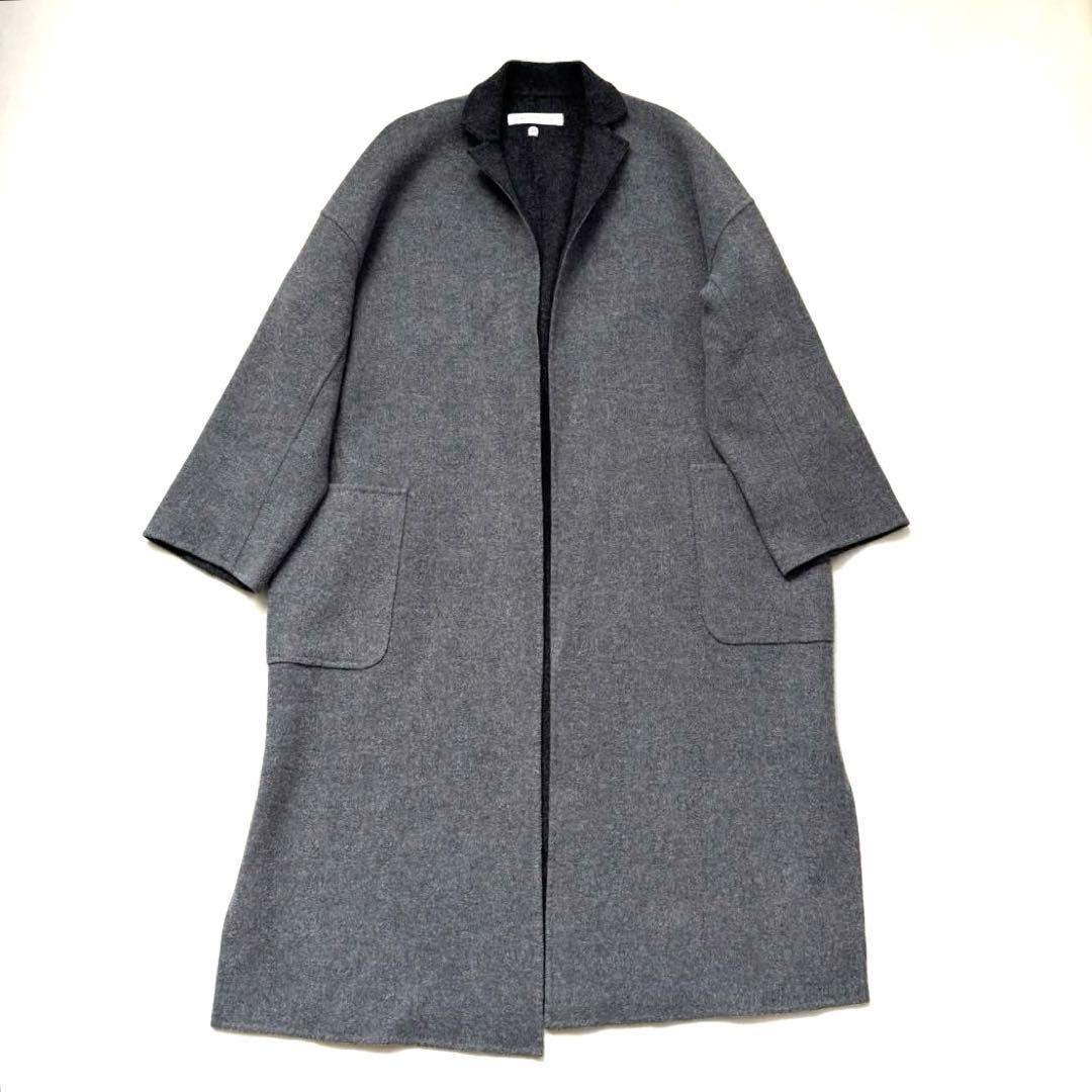 チヅコ　ドレステリア　ロング　リバーコート　グレー　ウール　38