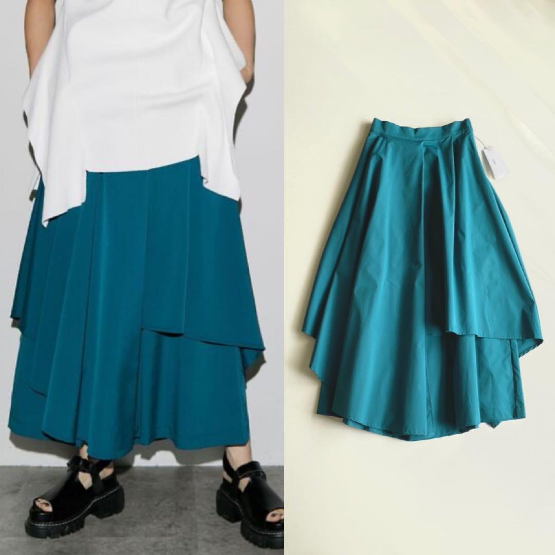 UN3D. ASYMME LAYERED PANTS ターコイズ