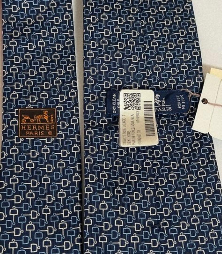 エルメス　HERMES ネクタイ　新品　タグ付き ブルー系