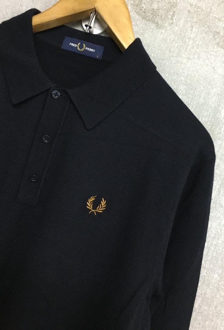 フレッドペリー 美品 2025年製 K4535 長袖 ポロシャツ ネイビー