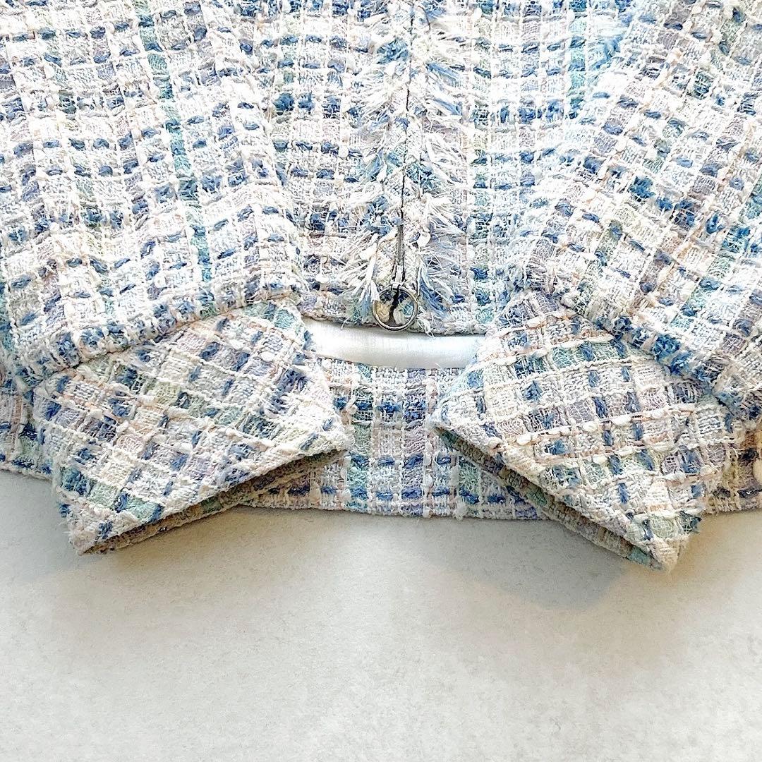 希少✨ルネマリアケントツイードジャケットお花ノーカラー最高級ファンシーツイード