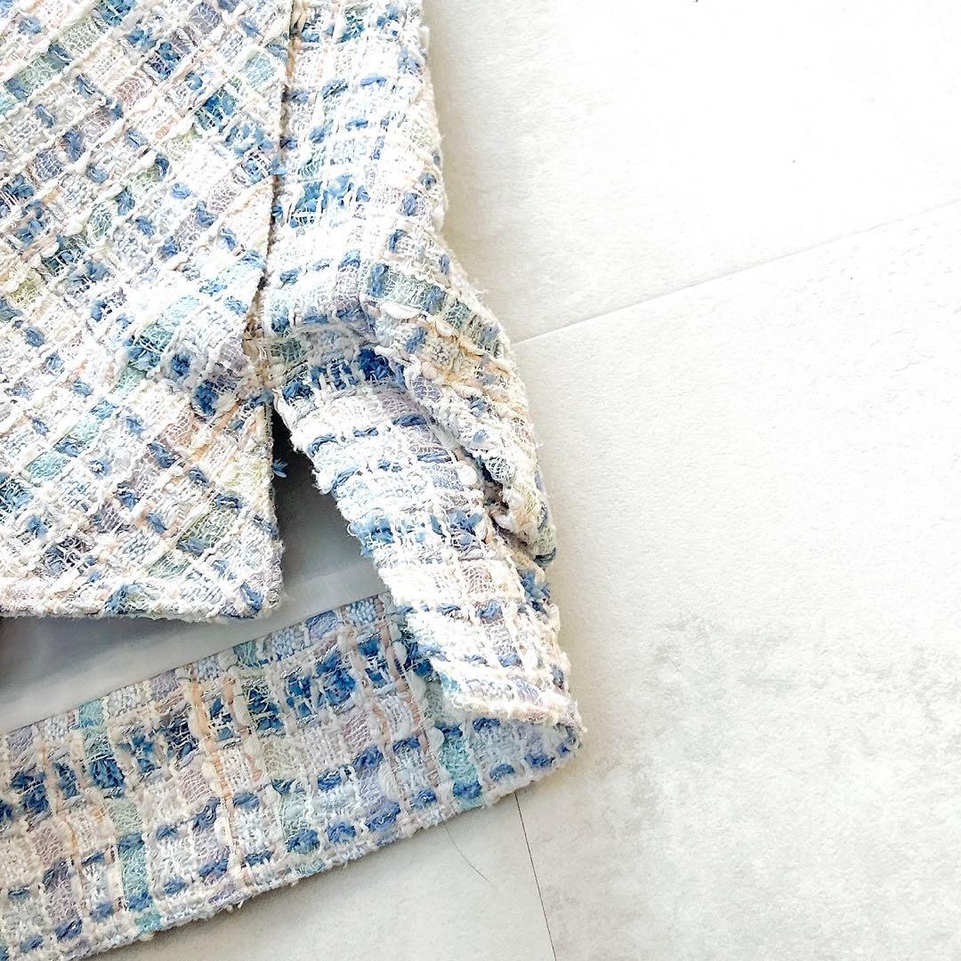 希少✨ルネマリアケントツイードジャケットお花ノーカラー最高級ファンシーツイード