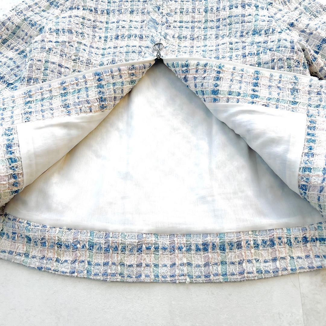 希少✨ルネマリアケントツイードジャケットお花ノーカラー最高級ファンシーツイード