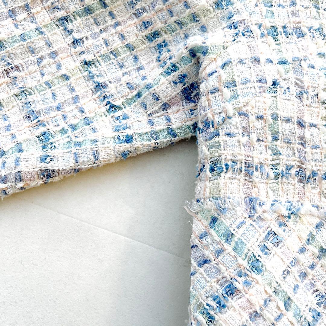 希少✨ルネマリアケントツイードジャケットお花ノーカラー最高級ファンシーツイード