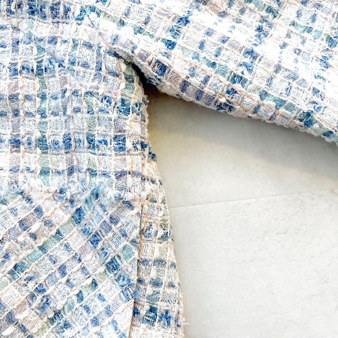 希少✨ルネマリアケントツイードジャケットお花ノーカラー最高級ファンシーツイード