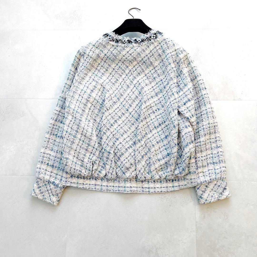 希少✨ルネマリアケントツイードジャケットお花ノーカラー最高級ファンシーツイード