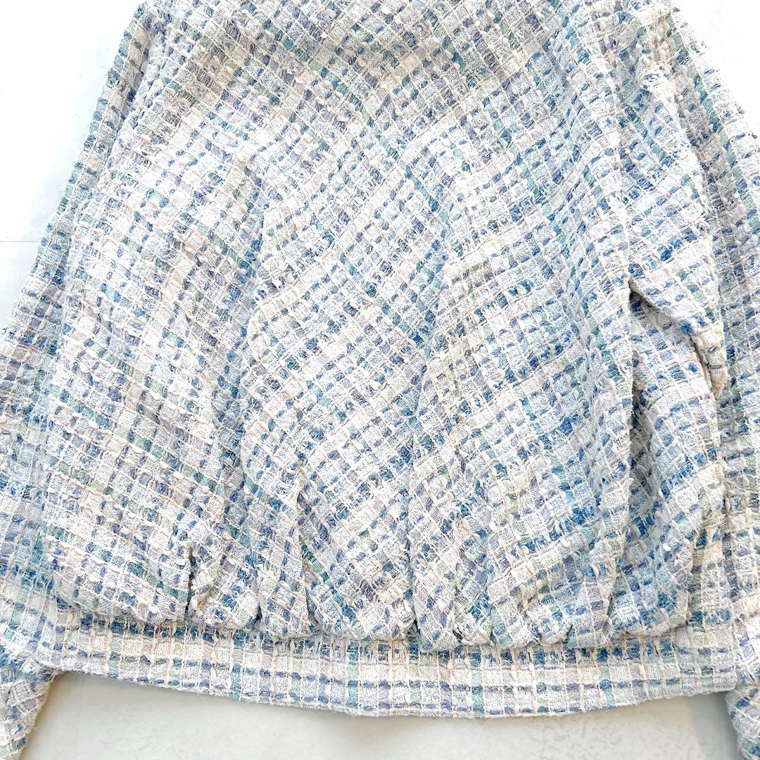 希少✨ルネマリアケントツイードジャケットお花ノーカラー最高級ファンシーツイード