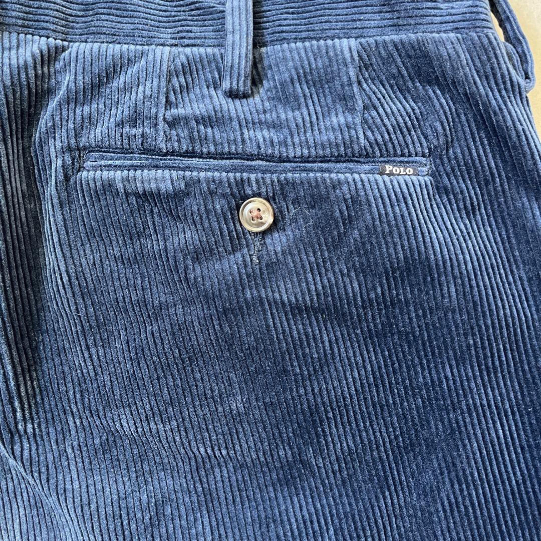 ポロラルフローレン W34 コーデュロイ ポロチノ ボトム 古着 紺 18215